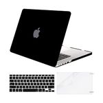 MOSISO Plastic Hard Shell Case & Keyboard Cover & Screen Protector Only Compatible with MacBook Pro Retina 15 inch (Model: A1398, Older Version Release 2015 - end 2012), Black