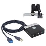 Reset HDD Button Switch，GELRHONR Desktop PC Computer Case Power Supply Supplies on/Off with Dual USB Ports，Audio Ports and Reset HDD Push Button Switch for Home, Office, Internet Cafes(Cable 120CM