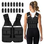 Sportneer Adjustable Weighted Vest for Men Women, 2-18lb | 1-30lb | 2-40lb Removable Weights, Machine Washable, Rucking Vest with Reflective Strips for Workout, Running, Walking, Strength Training (Black, 1-30LBS)