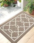 DEXI Indoor Door Mat Low-Profile Entrance Rug, Outdoor Mat, Waterproof and Non Slip, Washable, 20"x32", Brown