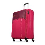 Aristocrat Striker Large Size Soft Check in Spinner Luggage (79 Cm)|Spacious Polyester Trolley with 4 Wheels and Combination Lock|Dazzling Maroon|Unisex| 5 Year Warranty