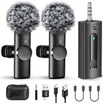 Dual Wireless Lavalier Microphone for Camera/iPhone/Android Phone/Laptop/Computer/GoPro, Professional Plug-Play Lapel Microphone for Video Recording, Interview, Vlogging