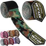 WYOX Boxing Hand Wraps Inner Gloves - Elasticated Thumb Loop Bandages, Mexican Style Under Mitts for Wrist Wrap Protection, Muay Thai, MMA (Pack of 1, Army Green Camo, 4.5m)