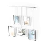 Umbra Exhibit Picture Frame Gallery Set Adjustable Collage Display for 5 Photos, Prints, Artwork & More (Holds Two 4 x 6 inch and Three 5 x 7 inch Images), Normal, Chrome