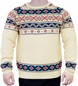 Blueberry Style Men's Women's Fair Isle Christmas Sweater for Pet Parents Owners in Creamy White, XX-Large, Matching Holiday Dog Sweater Available Separately
