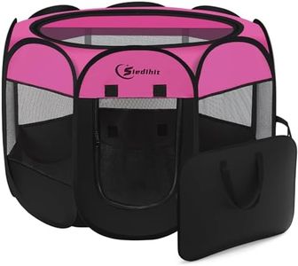 Dog Playpen, Puppy Pet Playpen, Large Dogs Tent Crates Cage Indoor/Outdoor, Portable Pop Up Dog Kennel Playpen with Carrying Case for Dogs/Cats/Rabbits, Removable Zipper Top, Hot Pink