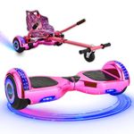 Gift Gadgets G1 Chrome Pink Hoverboard & Hoverkart Bundle | Self-Balancing 6.5" Scooter With LED Lights & Bluetooth | Go Kart for Kids, Teens, and Adults