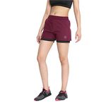 CHKOKKO Double Layered Sports Gym Workout Running Shorts for Women Pink 3XL