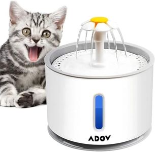 ADOV Cat Water Fountain, 2.4L Automatic Electric Flower Style Dispenser with LED Water Level Window and Replaceable Filter, Ultra Quiet Healthy and Hygienic Pet Drinking Bowl for Kitten, Dogs – Grey