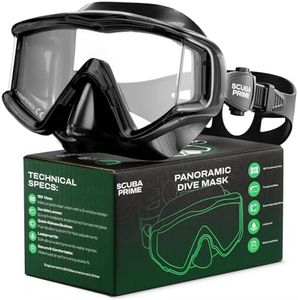 Scuba Prime Pano 3 Scuba Diving Mask, Tempered Glass Snorkel Mask Three-Window Scuba Mask No-Leak Dive Mask Silicone Skirt Diving Mask for Snorkeling and Scuba Use, Black