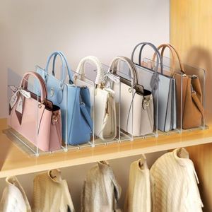 SHTALHST 2 Sets Adjustable Purse Organizer for Closet, Clear Handbag Storage Organizer, Acrylic Shelf Divider for Closet, Keep Purses upright, Bookshelf Separator Dividers in Bedroom Office