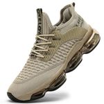 Kapsen Mens Running Shoes Air Cushion Tennis Walking Sneakers Casual Sport Gym Jogging Beige 9.5