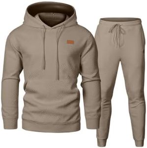 JMIERR Jacquard Track Suits for Men 2 Piece Airport Set, Simply Taupe, XL
