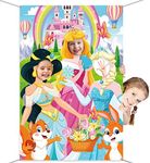 DPKOW Girls Princess Party Photo Prop, Funny Face in Hole Backdrop Princess Door Banner for Girls Princess Birthday Party Decorations, Pink Princess Face Photo Banner for Girls Princess Party Supplies