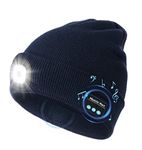 CENSGO Bluetooth Beanie Hat with Light- Stocking Stuffers Christmas for Men Women, USB Rechargeable Knit Music Hat, New Year Tech Gifts for Camping, Jogging, Hiking (Navy Blue)