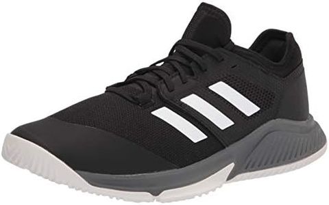 adidas Men's Court Team Bounce Volleyball Shoe, Black/White/Grey, 14