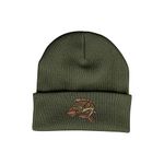 Bang Tidy Clothing Carp Fishing Gifts for Men - Beanie Hat Knit Cap Fisherman Gift with Embroidered Fish - Olive