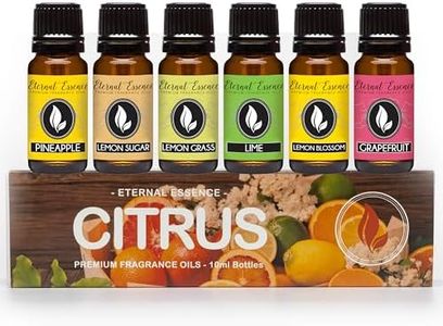 Eternal Essence Oils Citrus Set of 6 Premium Fragrance Oils - Lemon Grass, Lemon Blossom, Lemon Sugar, Lime, Grapefruit, and Pineapple - for Diffusers, Candle & Soap Making, & Aromatherapy - 10ML