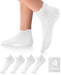 DIBAOLONG Pilates Socks with Grips for Women, Grip Socks Non Slip Yoga Athletic Socks for Barre Hospital Workout Grippy Socks 4 Pairs