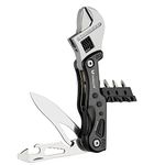 Traveler Shivexim Multi 9-In-1 Adjustable Wrench Knife With 3 Changeable Screwdrivers, Led Torch, Bottle Openers And Nylon Belt Pouch