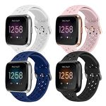 Runostrich Sport Strap Compatible with Fitbit Versa/Versa 2/Versa Lite/SE, Soft Silicone Band Replacement Breathable Wristband for Smart Watch for Women Men (Black+Dark Blue+Pink Sand+White)