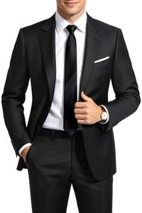 Men's Suit 5 Pieces Black Stretch Tuxedo For Business Wedding 42L Big Tall