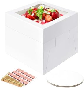 Vorfre 3 Pack Classic White Square Cake Boxes, 12x12x8 Inch Tall with Window, Disposable Cardboard Bakery Boxes for Cake Pastry Donuts Pies Cookies Wedding Birthday Party