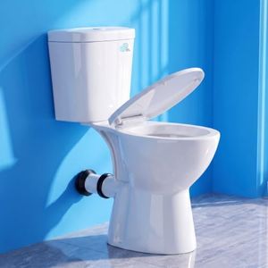 Simple Project Rear Discharge Toilet with 19 Inch Tall Toilet Bowl, Rear Outlet Toilet - Powerful & Quiet Dual Flush 1.28GPF High Toilets for Seniors, Includes Extension Pipe