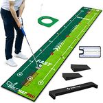 SAPLIZE Golf Putting Mat – Dual-Speed 20"×10ft Golf Practice Green with Alignment Mirror & Slope Wedges | Indoor/Outdoor Putting Trainer for Speed & Accuracy Improvement