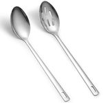 Kyraton Cooking Spoons Pack of 2, Kitchen Utensils, Serving Spoon, Cooking Utensils, Stainless Steel Kitchen Utensils for Frying, Mixing, Serving, Draining, Turning and Stirring.