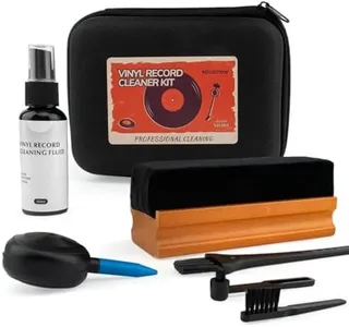 Micscrew Vinyl Record Cleaning Kit, All-in-One Record Care Kit with Record Brush and Vinyl Cleaning Brush, Record Cleaning kit with Cleaning Solution