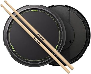 Drum Practice Pad 12 Inches, Donner Quiet Drum Pad with Removable Snare Simulation Built-in 800 Steel Balls, Drum Sticks, 40 Standard Rudiments(Black)