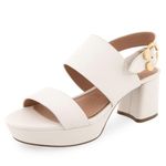 Aerosoles Women's Camera Platform Heeled Sandal, Eggshell Leather, 6 Wide