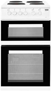 Beko KD533AW 50cm Twin Cavity Electric Cooker in White 4 Hotplate Burners
