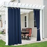 RYB HOME Patio Curtains Outdoor Waterproof Light Blocking Privacy Curtains 2 Panels, Weatherproof Wind Resist for Front Gazebo/Outdoor Shower/Swimming Pool/Beach Party, W 52" x L 84", Navy Blue