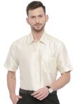 Khodaywilliams-100% Silk-Men's Shirt-10004-Off White-Half Sleeves-42