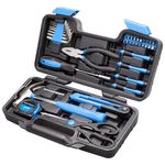 CARTMAN 39piece Cutting Plier Tool Set General Household Kit with Plastic Toolbox Storage Case Blue