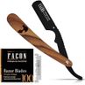Facón Straight Razors for Men - Professional Barber Straight Edge Razor Kit with 100 Blades, Wooden Stainless Steel Barbero Shaver for a Smooth & Precise Shave, Premium Barber Razor for Men's Shaving