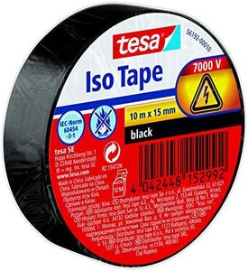 tesa Insulating Tape - Self-Adhesive Insulating Tape, Heat-Resistant - for Insulating, Repairing and Bundling - 10 m - Black