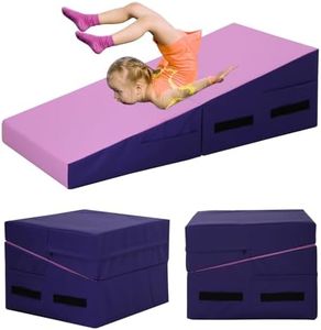 Gymnastics Mat 34”X24”X14” Incline Tumbling Mats for Home Gym, Folding Exercise Mat with Non-Slip PVC Surface & Handles, Cheese Wedge Mat for Kid Adults Workout, Pink
