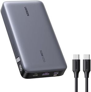 UGREEN Nexode Power Bank 145W Max 25000mAh externer Akku mit 3 Anschlüsse USB C Powerbank mit Digitales Display, kompatibel mit MacBook Pro/Air, iPhone 17 Pro Max/Pro/16/15, Galaxy S25 Ultra, Dell
