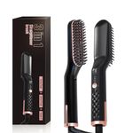 Beard Straightener for Men 25s Fast Heating Hair Straightener Brush 3 in 1 Professional Electric Hot Mustache Comb Beard Brush Temperature Adjustable & Anti-Scald for Styling Hair and Beard