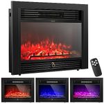 DORTALA Electric Fireplace Insert, 72CM Recessed Electric Fireplace with Remote Control, Adjustable Flame Colors & Brightness, 8 H Timer, Overheat Protection, 1500W