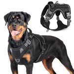 rabbitgoo Dog Harness No Pull, Military for Large Dogs with Handle & Molle, Easy Control Service Vest Training Walking, Adjustable Reflective Tactical Pet Harness, Black, L