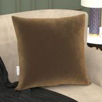 MY ARMOR Microfiber Square Pillow Cushion for Sofa & Bed | Soft, Fluffy for Comfort & Back Support | Washable & Hypoallergenic | Premium Velvet Outer Cover with Zip | Brown, Pack of 1 [24" x 24"]