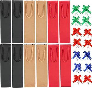 Laufunjoy 12 Piezas Bolsa de Vino de Papel Kraft, Bolsos de la Botella Bolsos de Regalo para Vino con Asa para Navidad, Bodas, Viajes, Cumpleaños, Fiestas de Vacaciones (9.5X9X35cm)