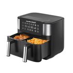 Hamilton Beach HealthyCook 8L Dual Air Fryer, 2 Drawers, 8L, 8 Portions, 6 Pre-set Programmes, SYNC function and Adjustable Temperature Settings, Black, HB4006