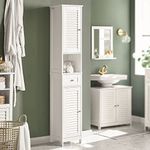 Haotian White Floor Standing Tall Bathroom Storage Cabinet with Shelves and Drawers,Linen Tower Bath Cabinet, Cabinet with Shelf,FRG236-W