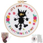 Louise Maelys Cute Cat Embroidery Kits for Beginners,Adults Starter Cross Stitch Kit with funny animal pattern,DIY Needlepoint Kits-It's Fine I'm Fine Everything is Fine