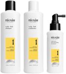 Nioxin System Kit 1, Strengthening & Thickening Hair Treatment, For Natural Hair with Light Thinning, Trial Size 1 Month Supply (Packaging May Vary)